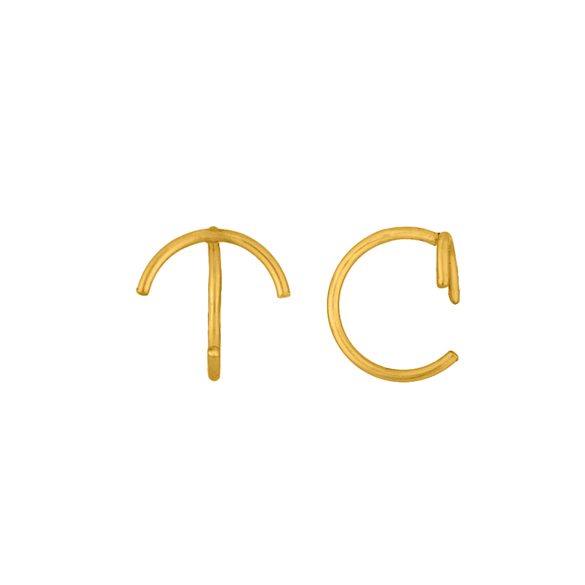 Tiny Half Moon Huggies in Gold