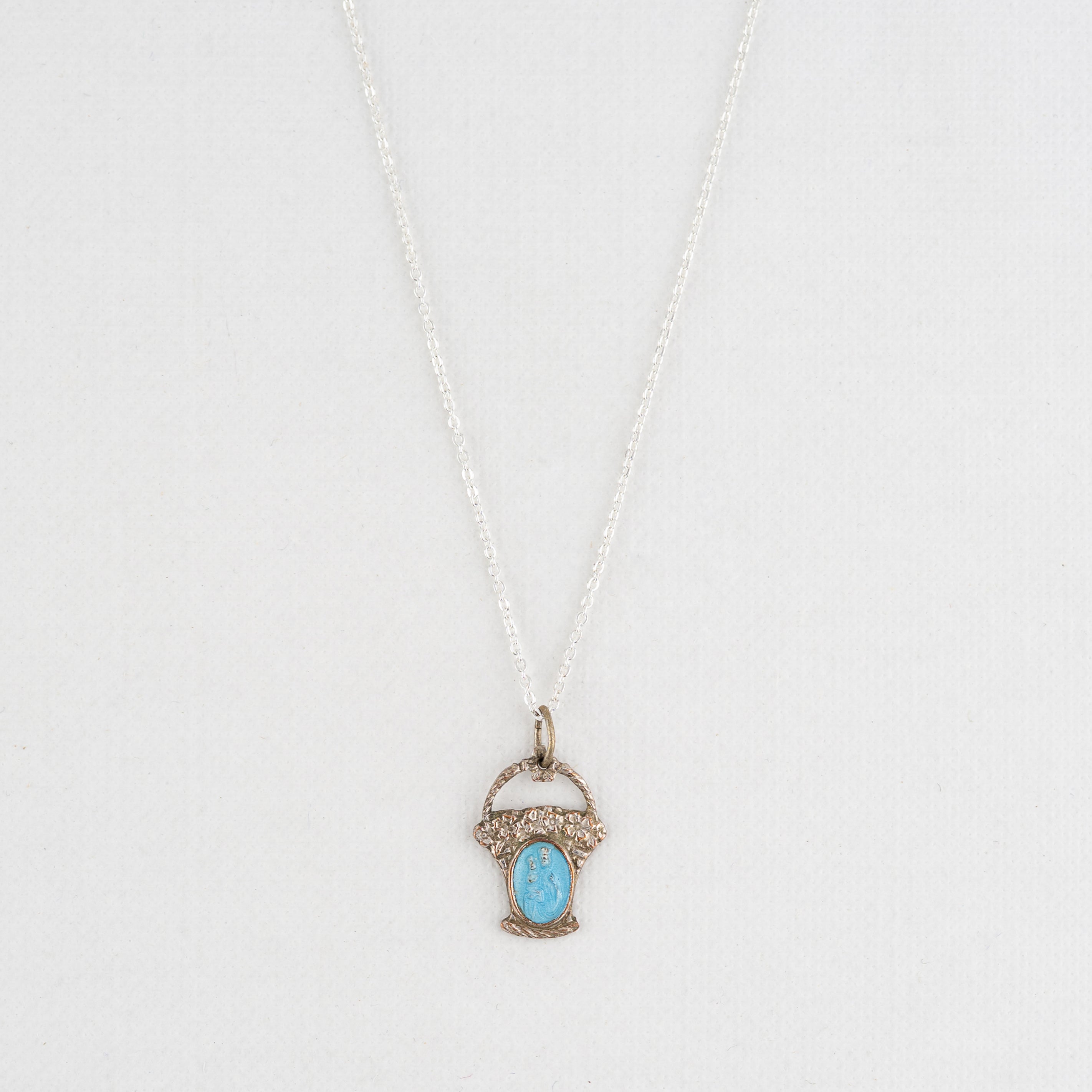 Vintage Medal Saint Anne de Beaupre Blue Enamel v1