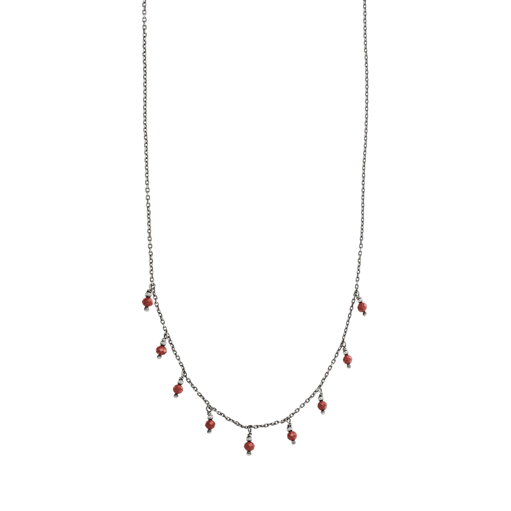 Falling Bonfire & Stone Necklace in Red Jasper