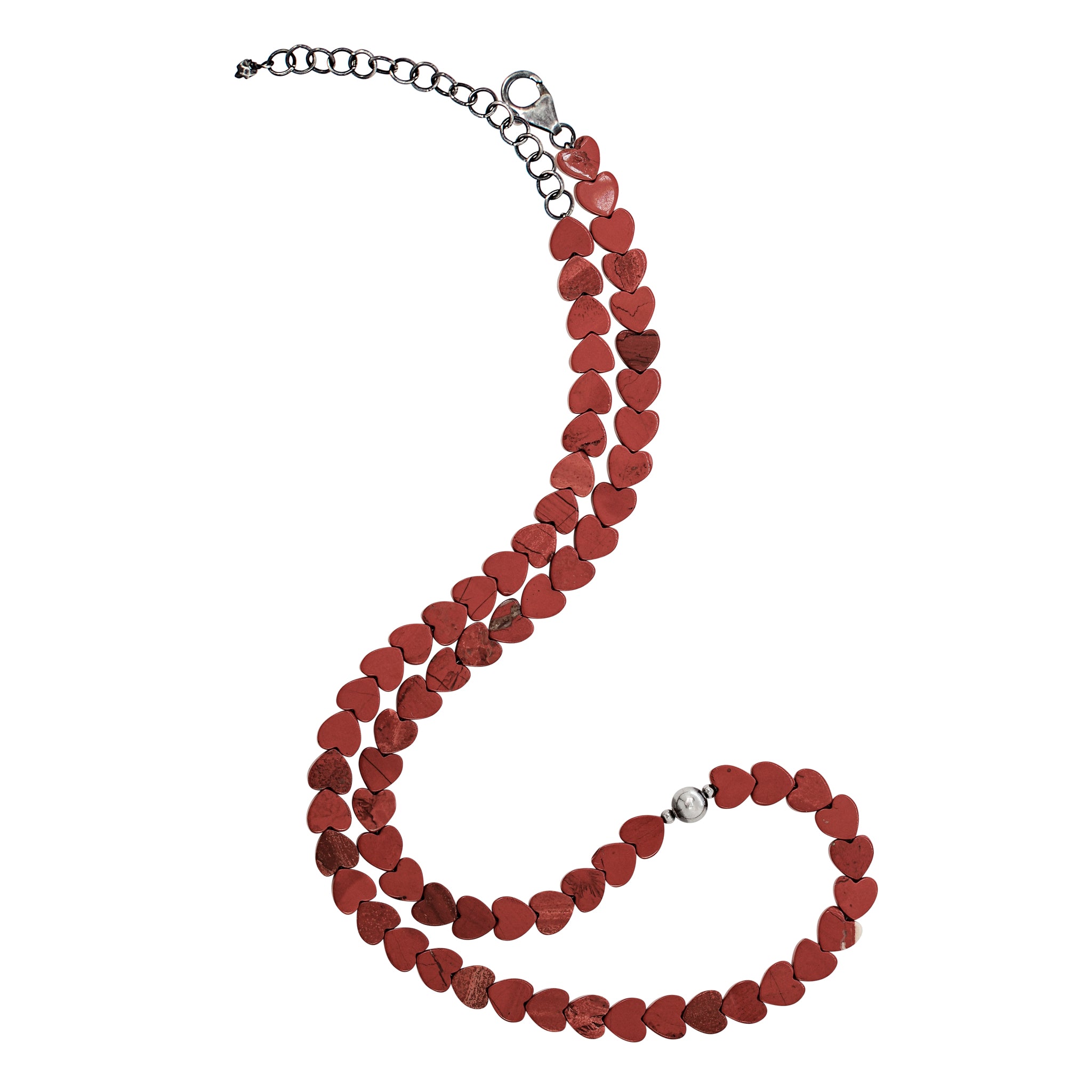 Stone Heart Necklace in Red Jasper