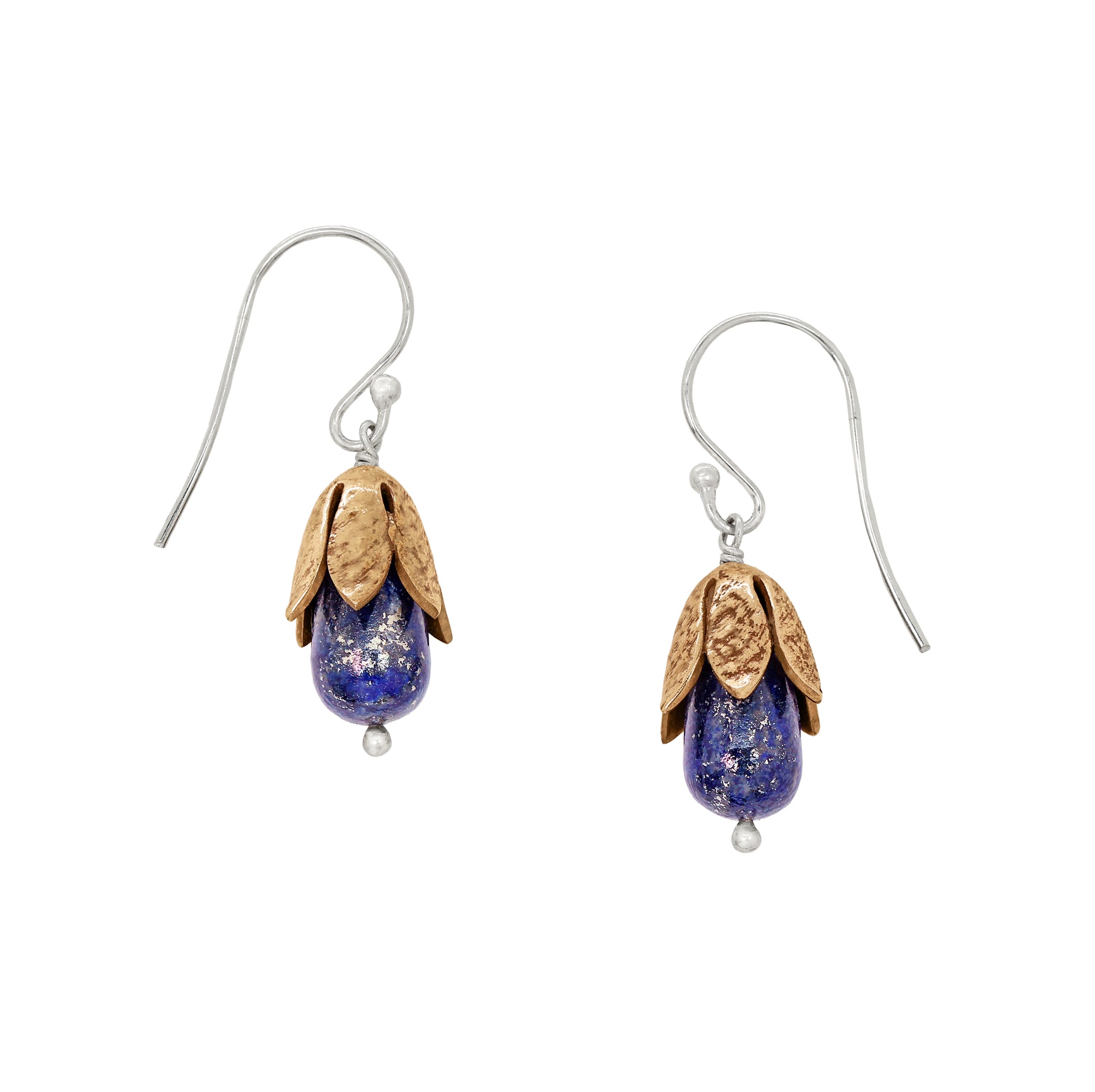 Blossom Earrings in Lapis - Bronze & Silver