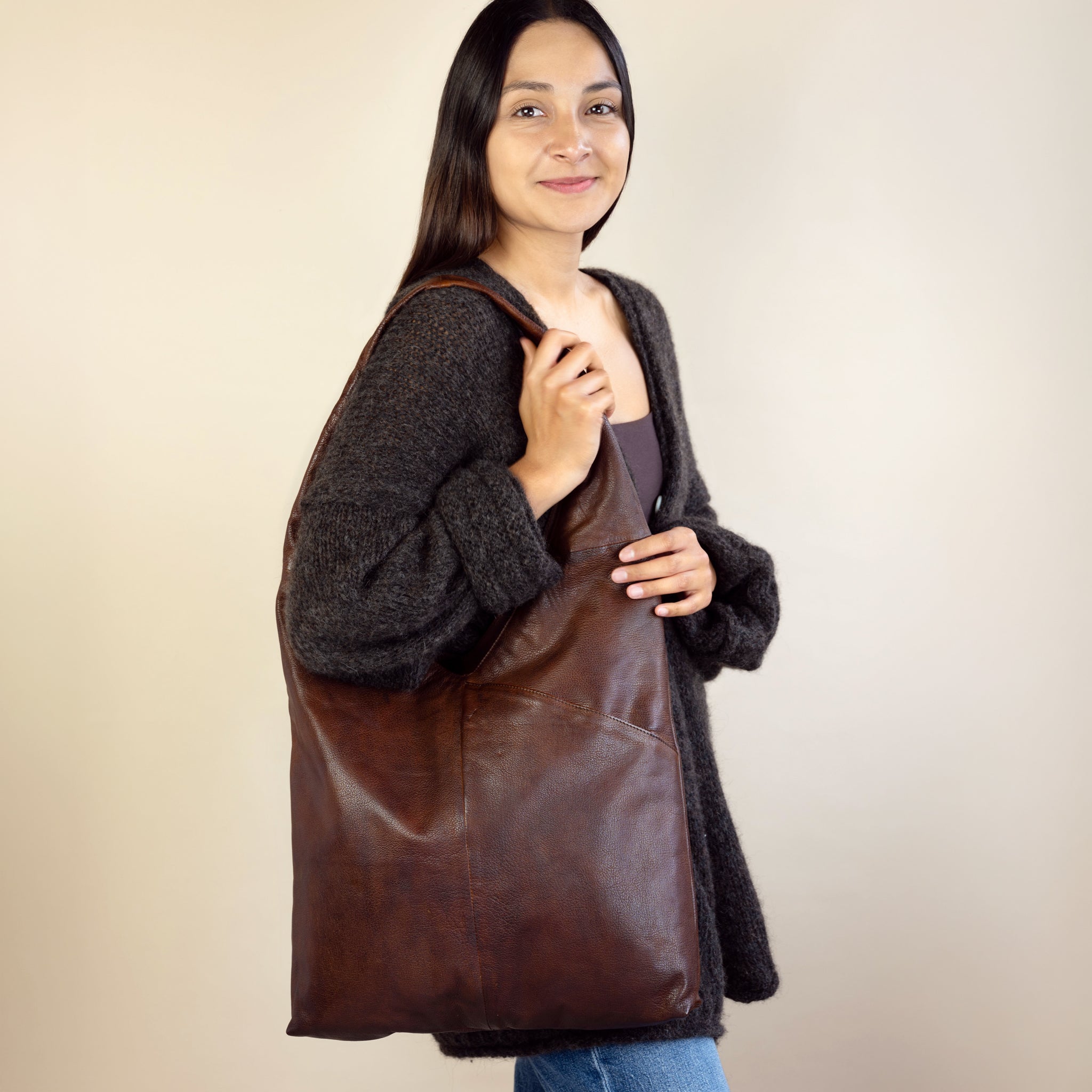 Babs Leather Bag in Chocolate Brown
