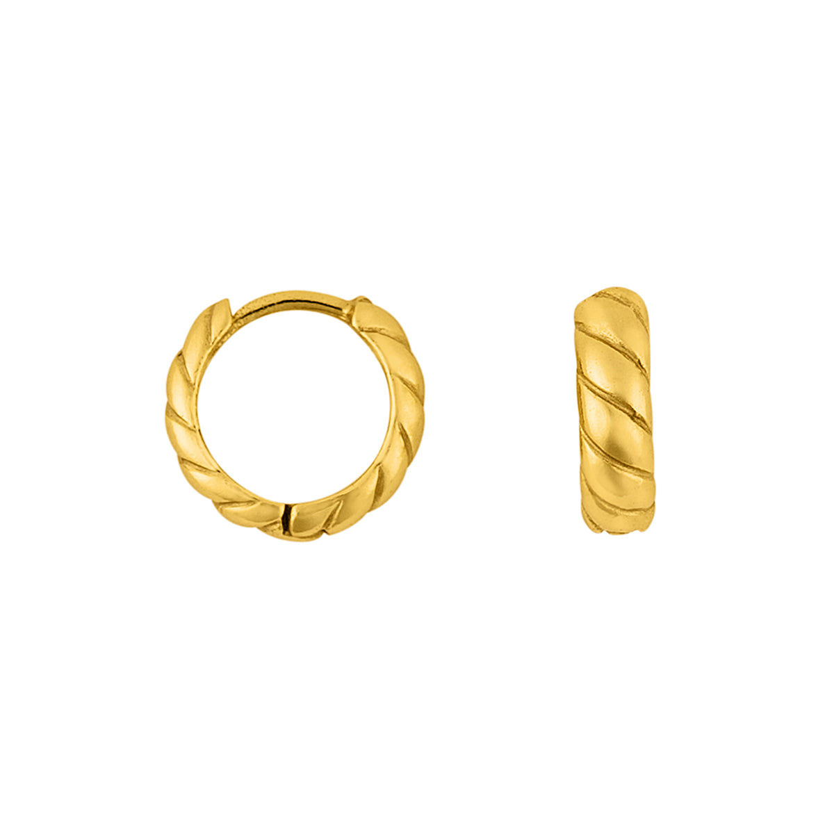 Twisted Clicker Huggies in Gold