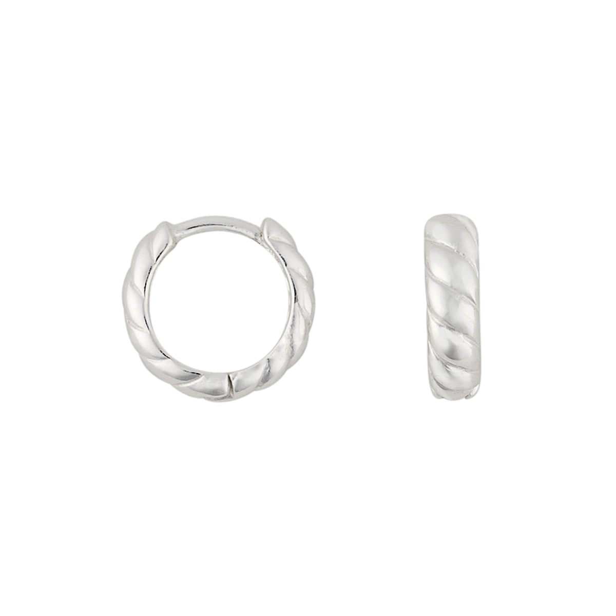 Twisted Clicker Huggies in Silver