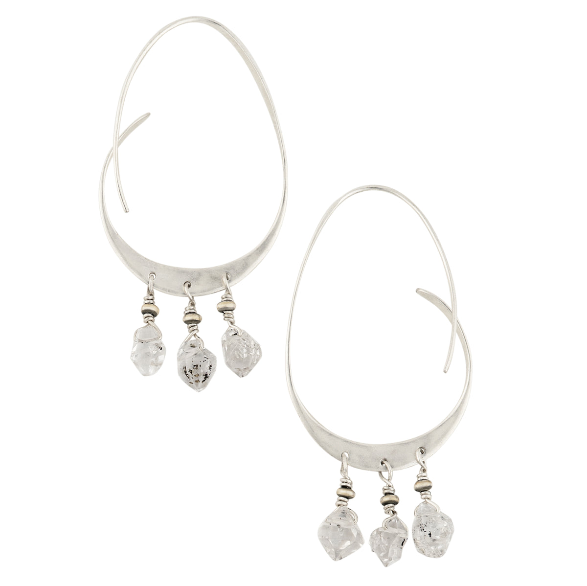 Herkimer Abstract Arc Hoops in Silver - 2" L | Available to Ship September 10, 2026