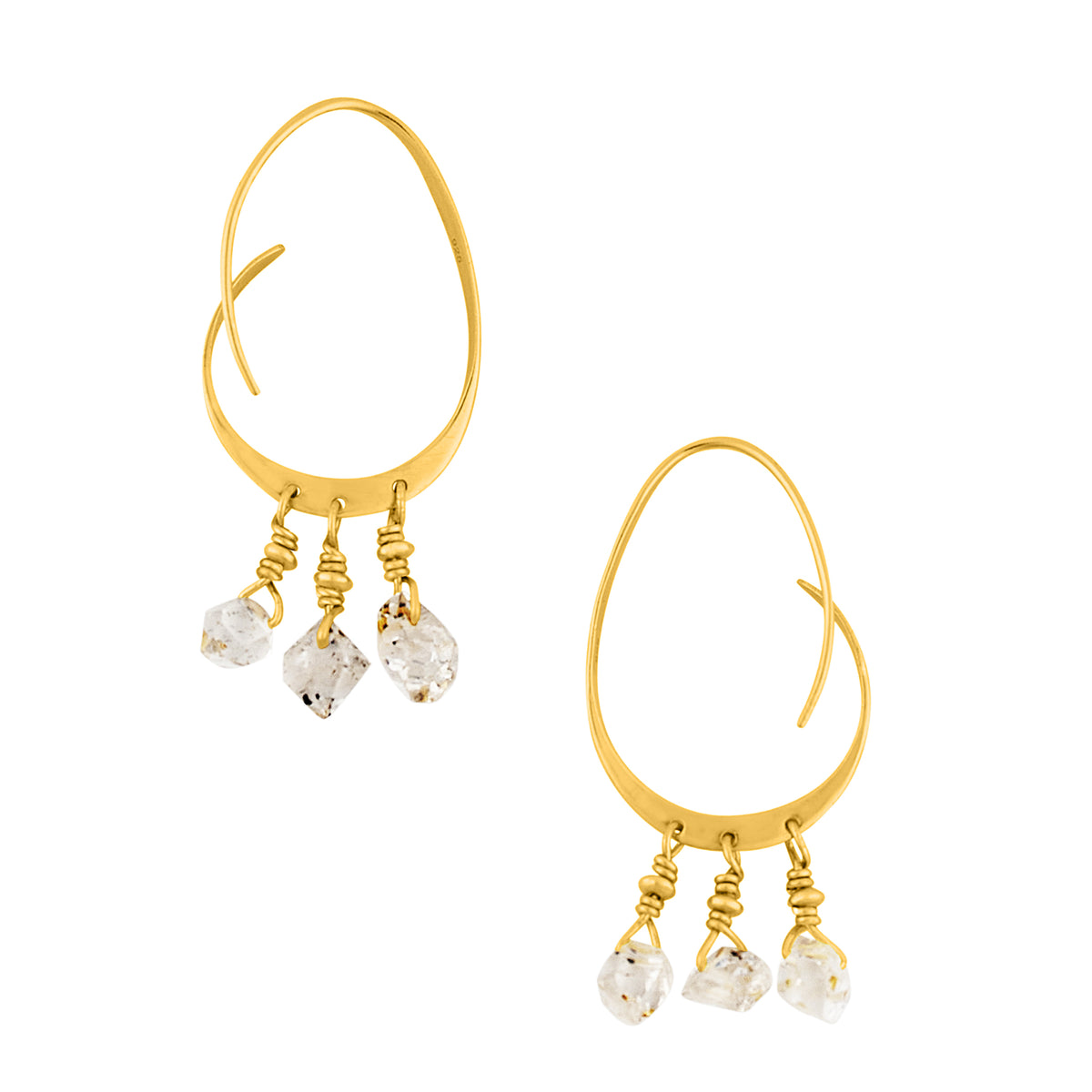 Herkimer Abstract Arc Hoops in Gold - 1 1/2" L | Available to Ship September 10, 2026