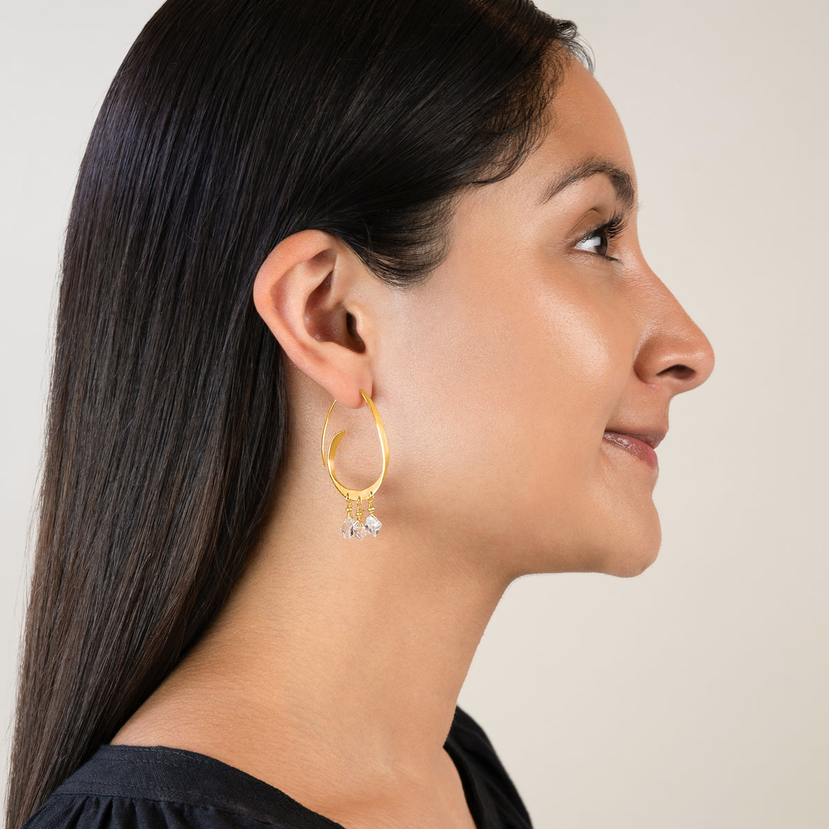 Herkimer Abstract Arc Hoops in Gold - 2" L | Available to Ship September 10, 2026