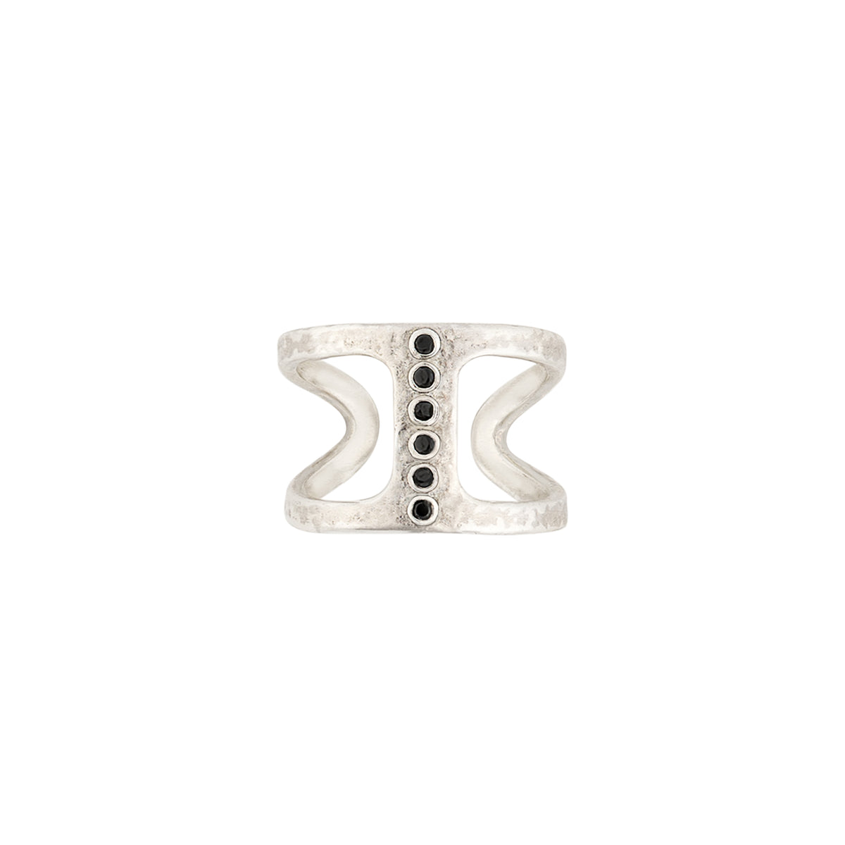 Open Cage Ring in Black Onyx - Silver | Available to Ship September 10, 2026