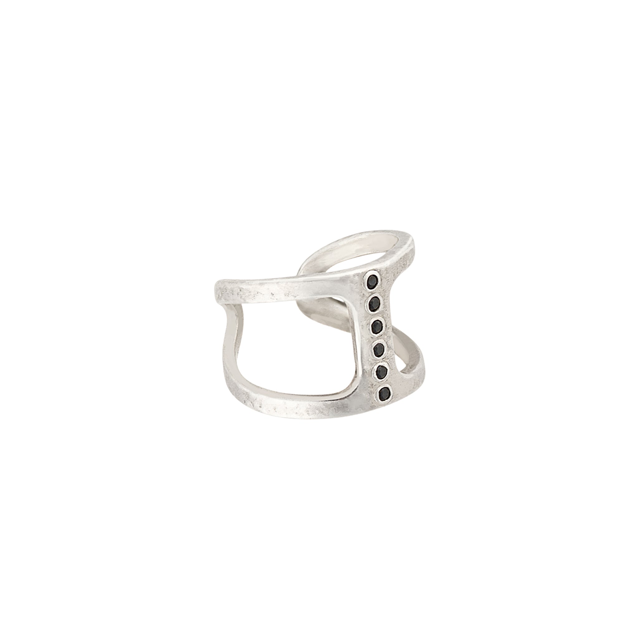 Open Cage Ring in Black Onyx - Silver | Available to Ship September 10, 2026