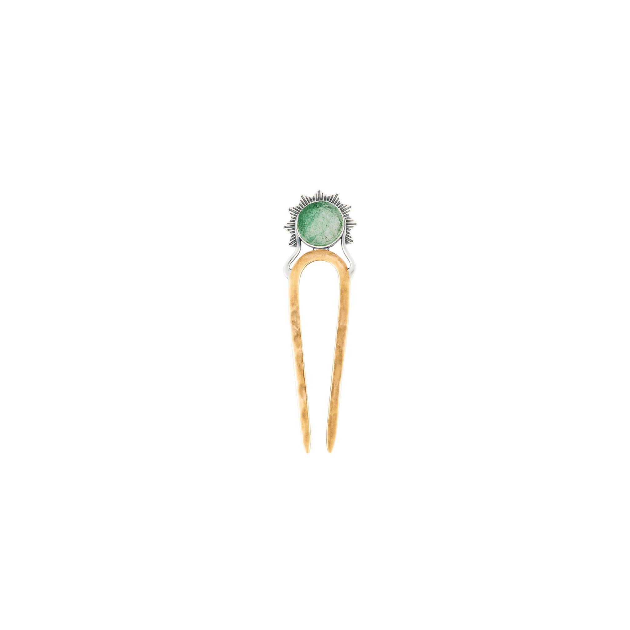 Stoneburst Hair Pin in Green Strawberry Quartz - 2 1/2" L
