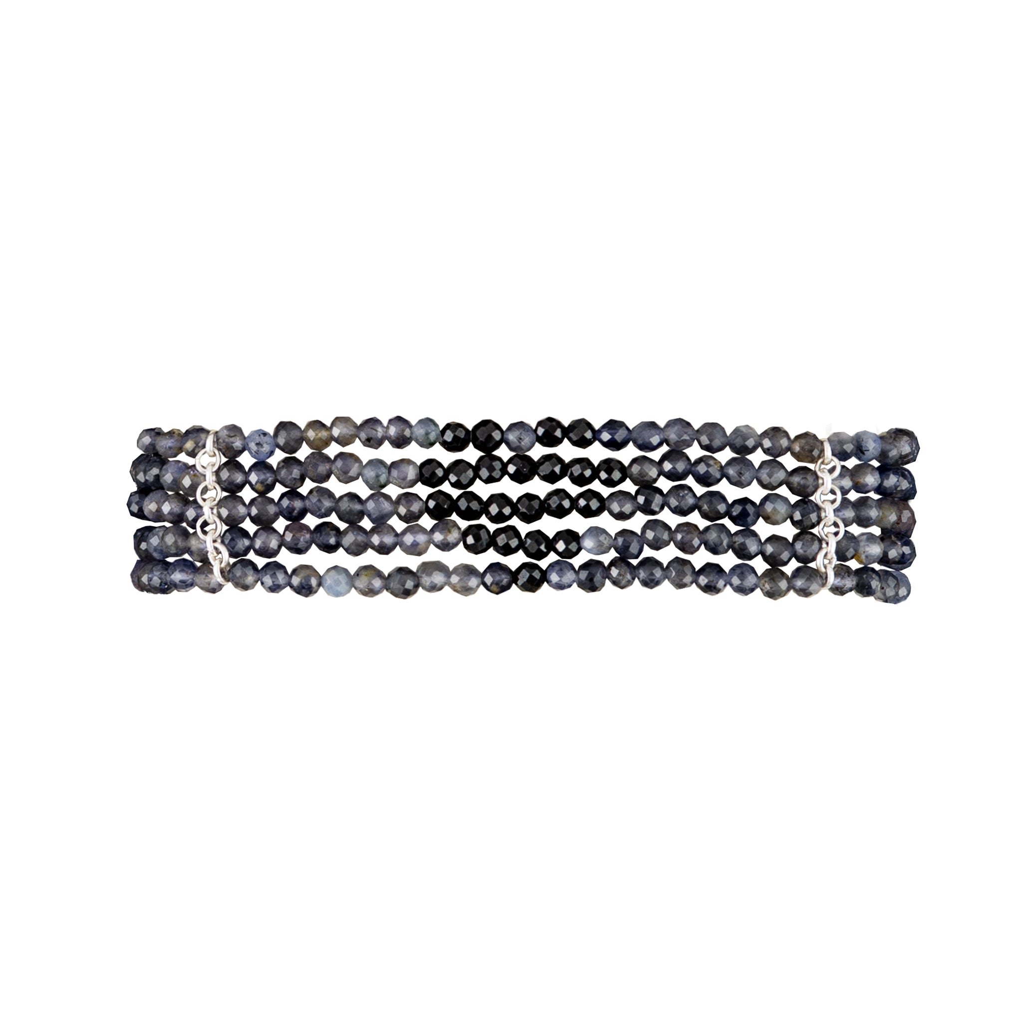 Beaded Blanket Stretch Bracelet Set - Heart Pattern in Iolite