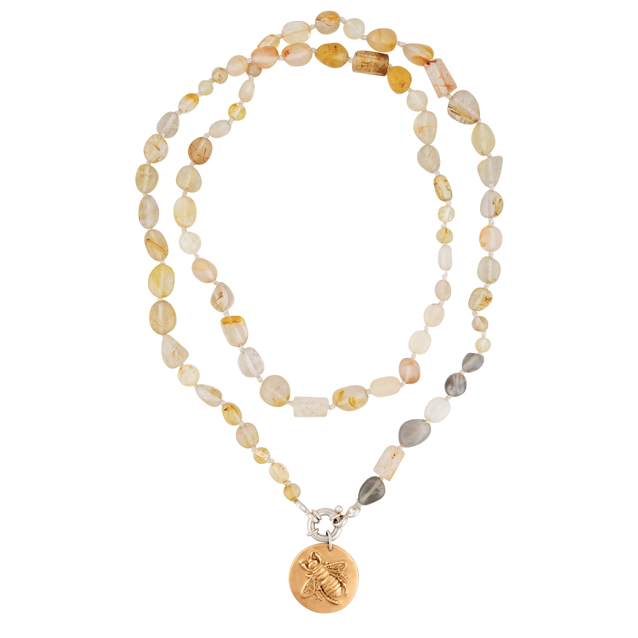 Silk Knotted Stone Bee Musing Necklace | Available to Ship September 10, 2026