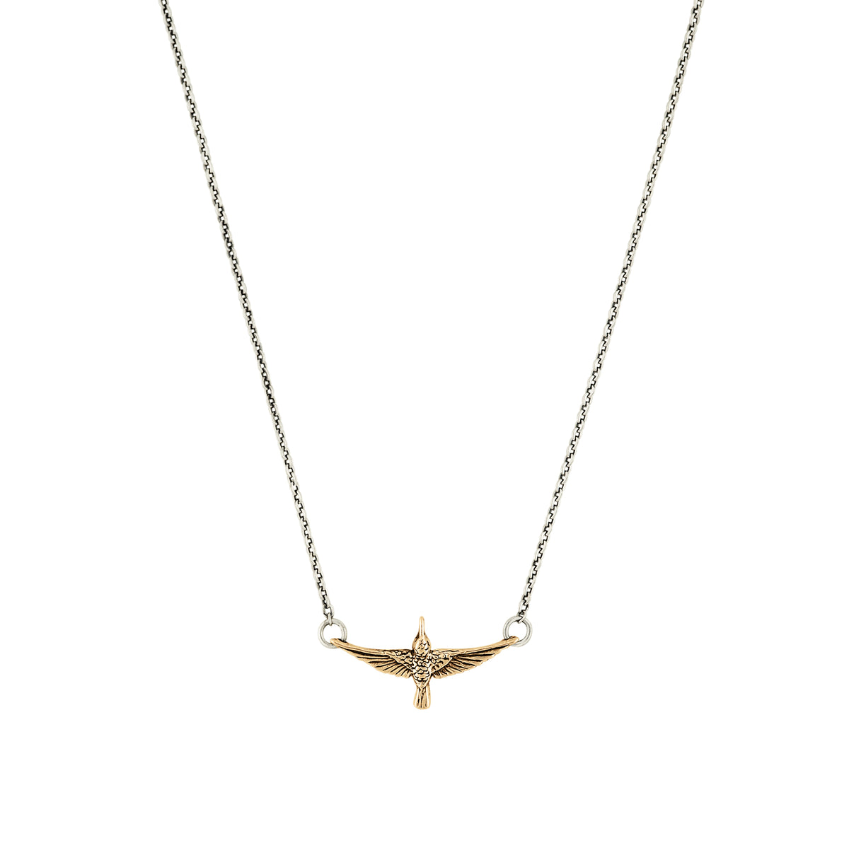Lucky Hummingbird Necklace in Bronze & Silver - Small