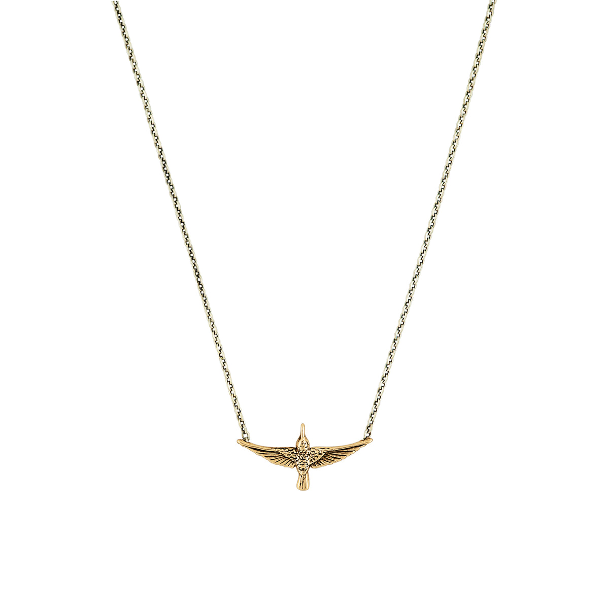 Lucky Hummingbird Necklace in Bronze & Silver - Small