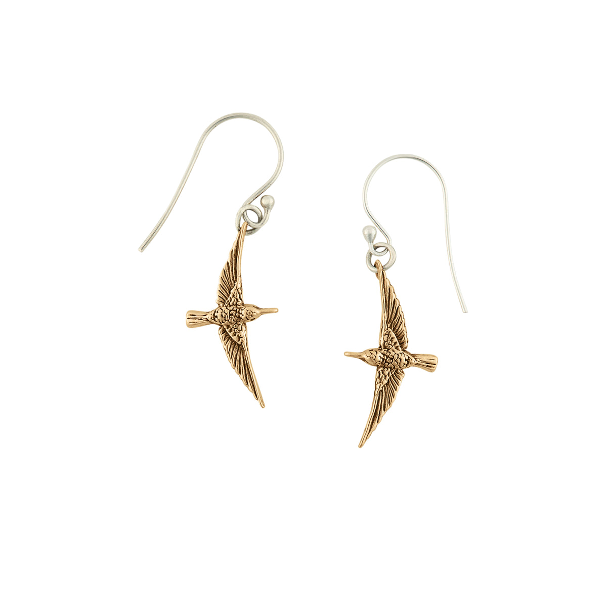 Lucky Hummingbird Earrings in Antiqued Bronze