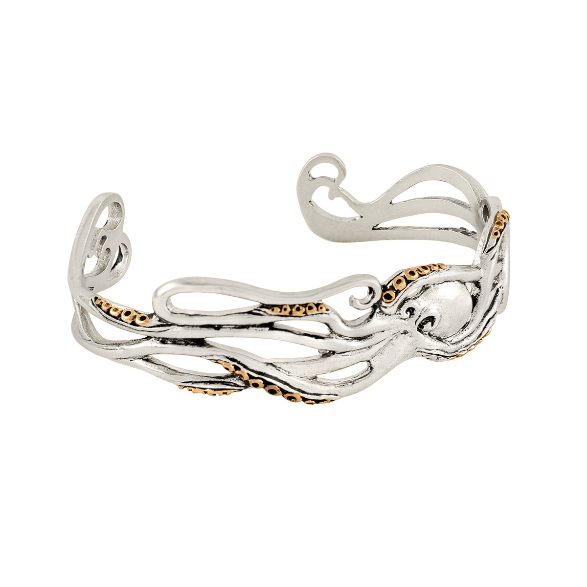 Octopus Cuff in Antiqued Silver with Bronze Accents - Narrow | Available to Ship October 30, 2026