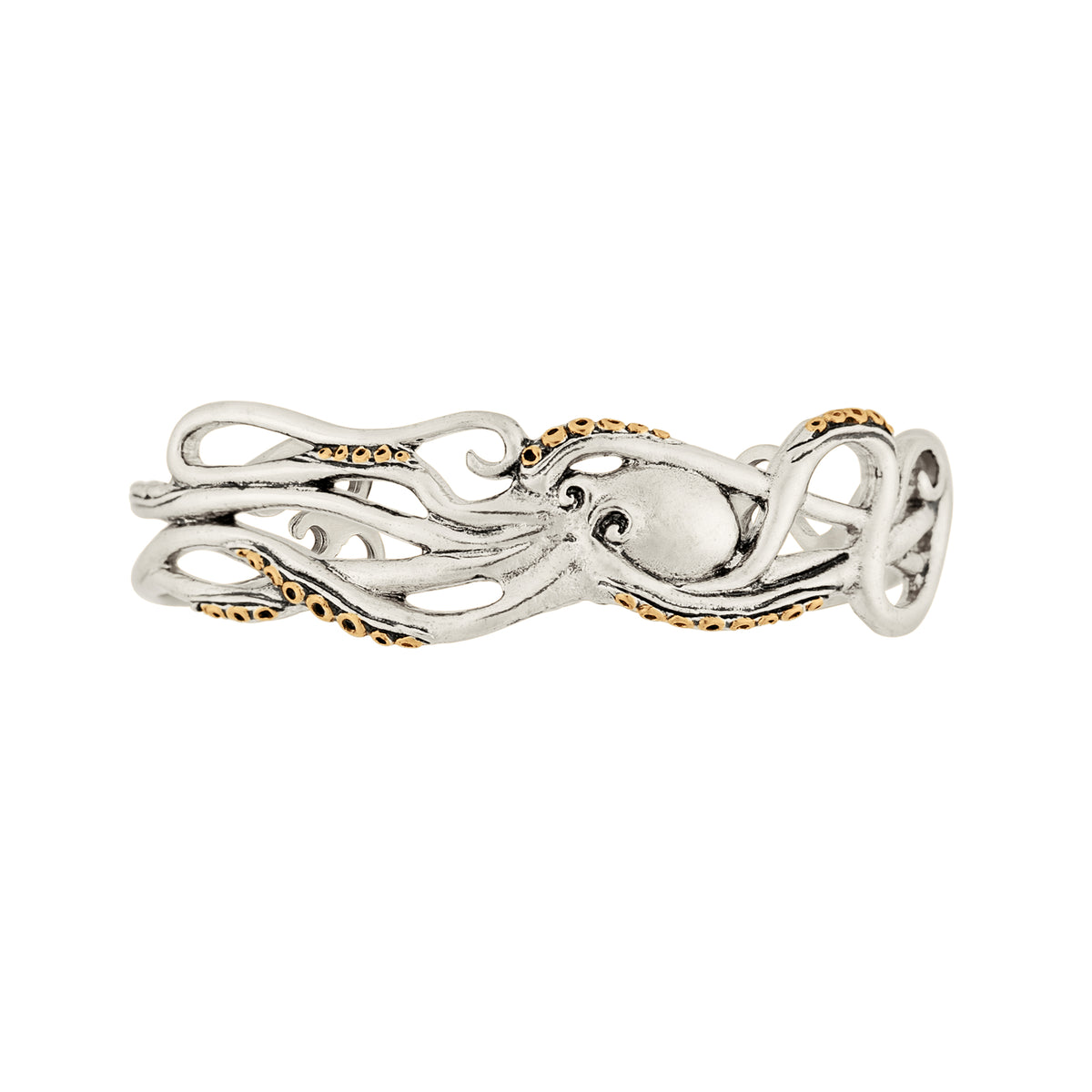 Octopus Cuff in Antiqued Silver with Bronze Accents - Narrow | Available to Ship October 30, 2026