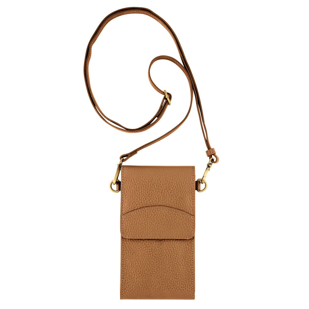 On the Move Leather Phone Bag in Caramel | Available to Ship November 13, 2026