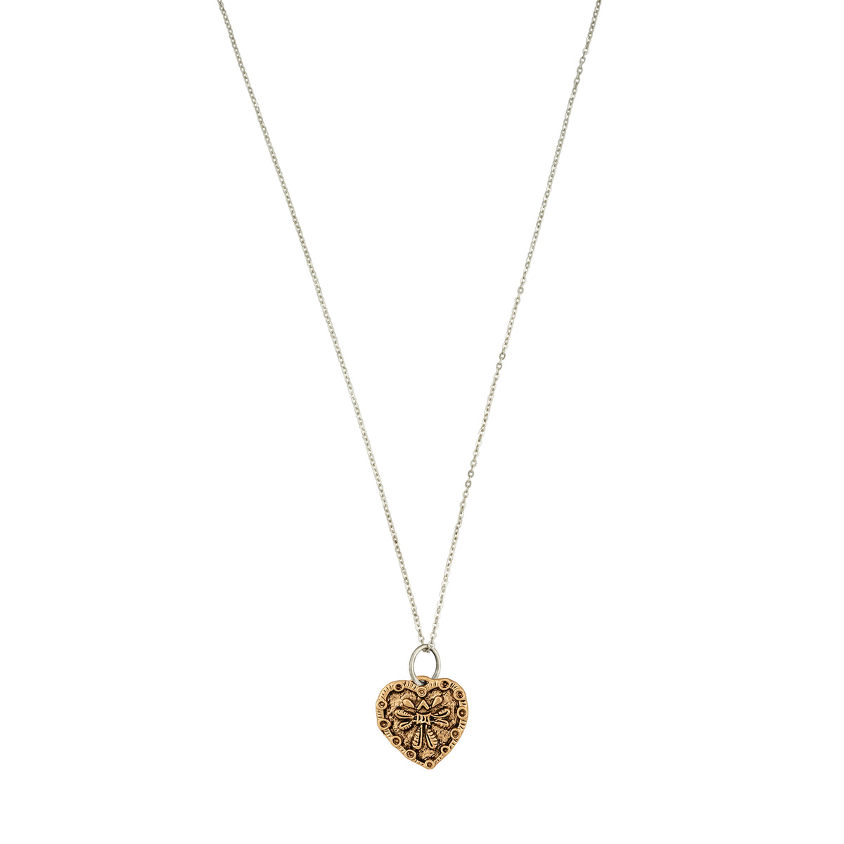 Guardian Angel Charm Necklace- Bronze & Sterling Silver