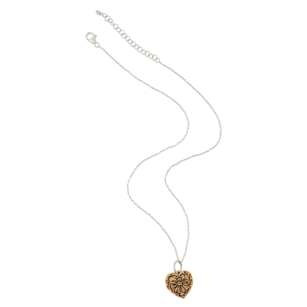 Guardian Angel Charm Necklace- Bronze & Sterling Silver