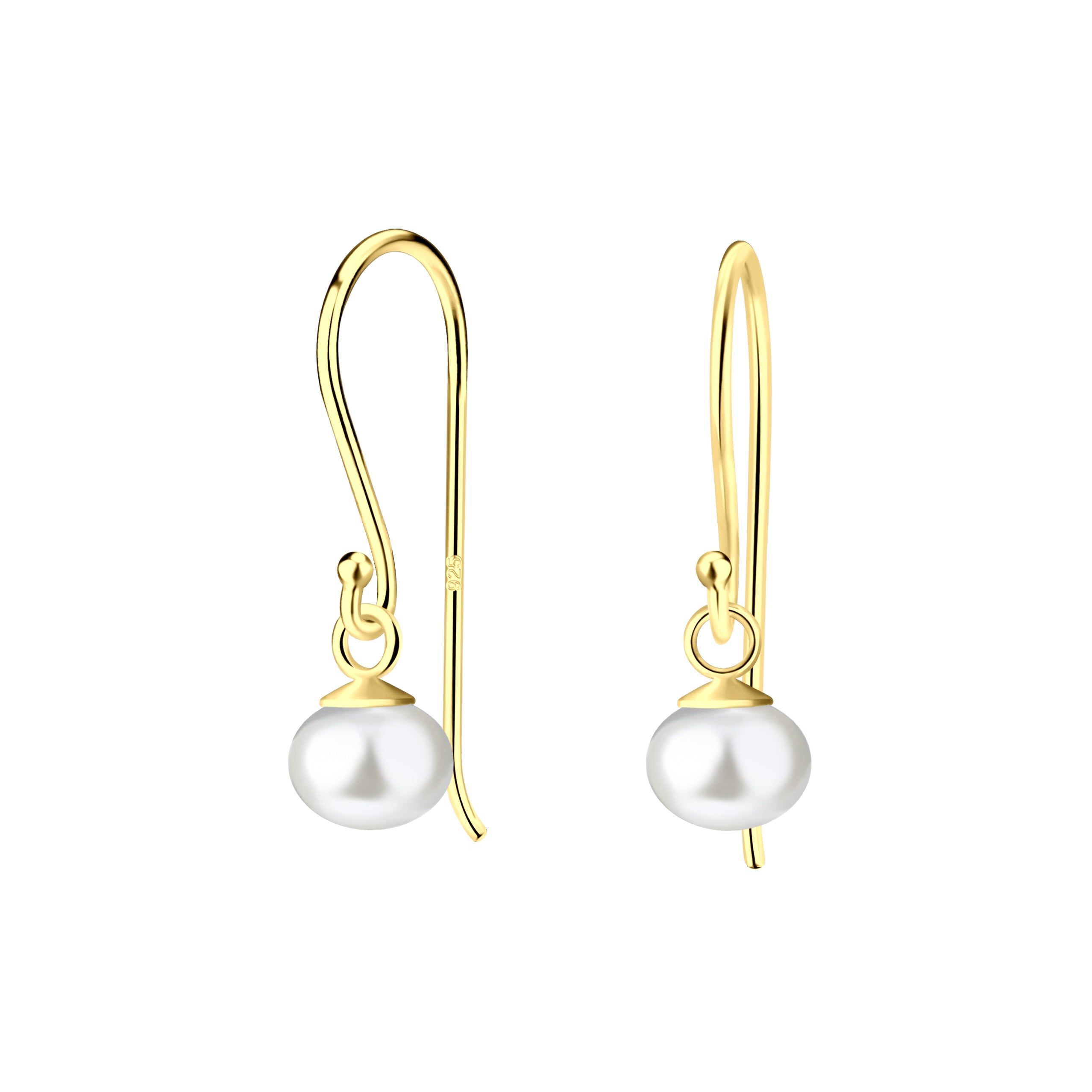 Classic Pearl Hook Earrings in Gold - 4mm