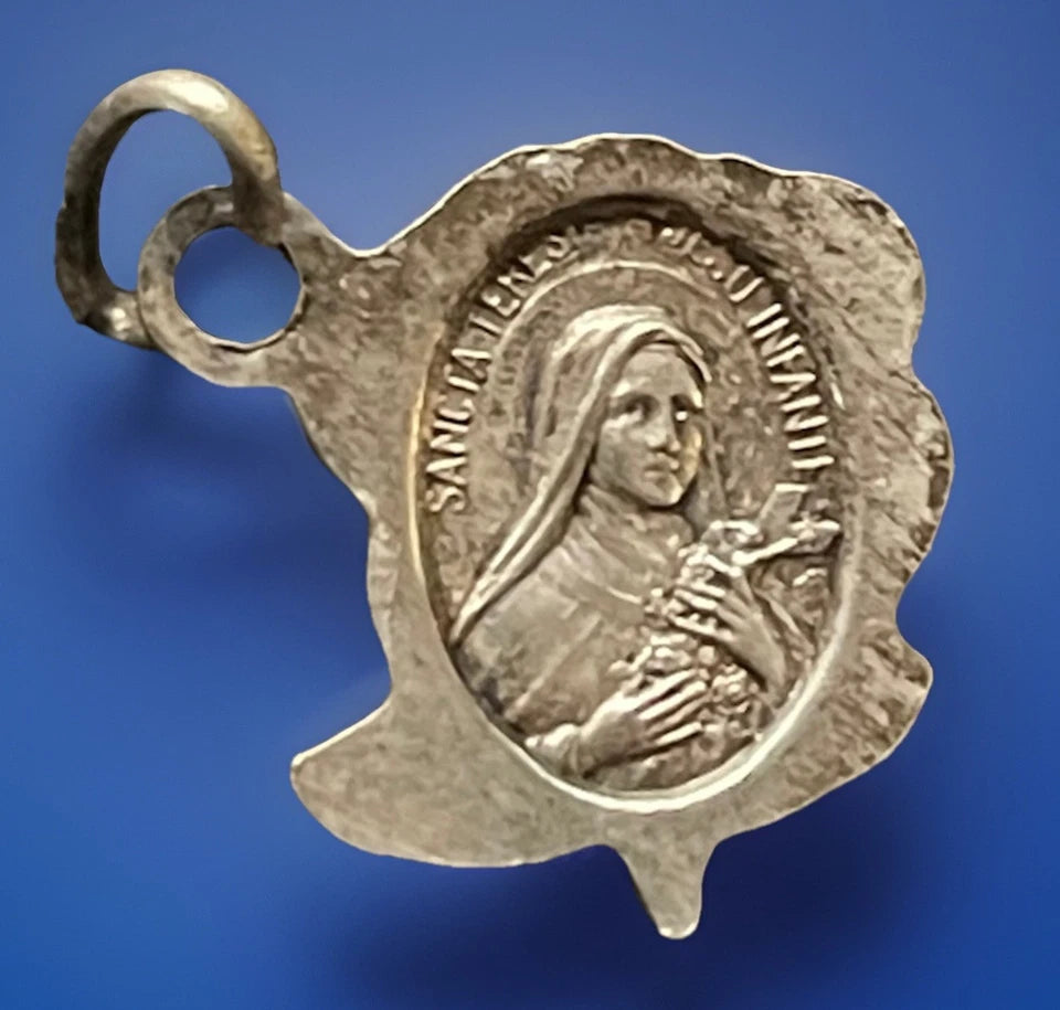 Vintage Medal Saint Teresia Rosebud v98