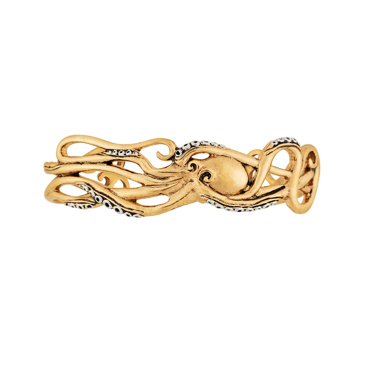 Octopus Cuff in Antiqued Bronze with Silver Accents - Narrow