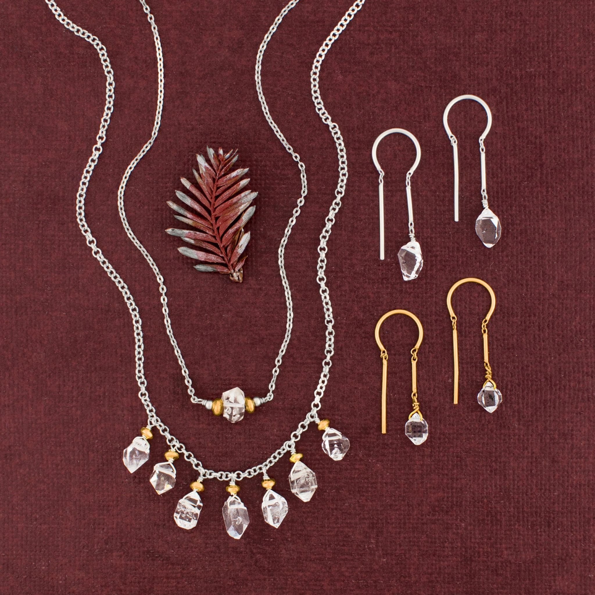 Herkimer Dancer Threaders in Gold - 1 1/8" L