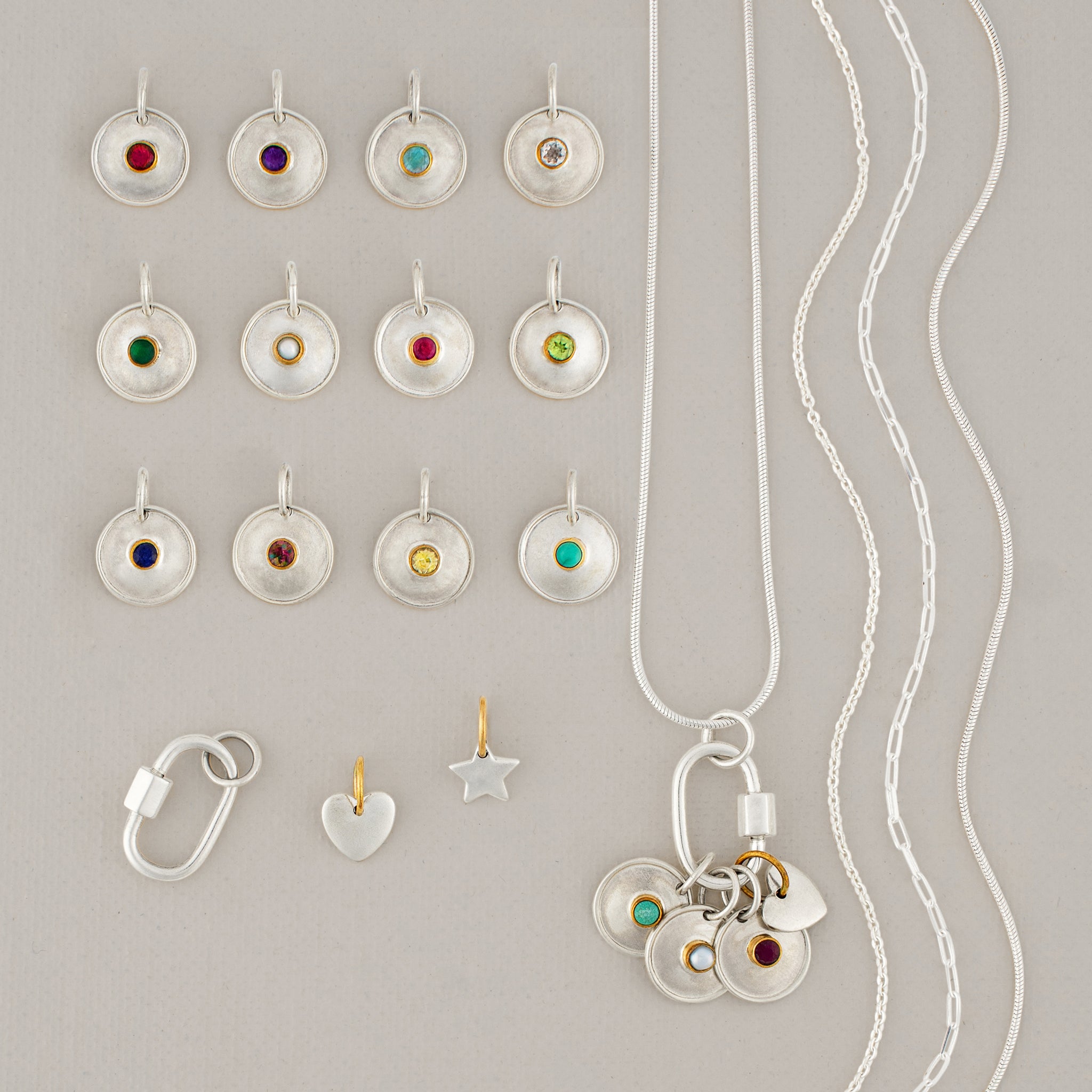 Natural Talent Birthstone Charm Pendant in Silver - October/ Pink Tourmaline