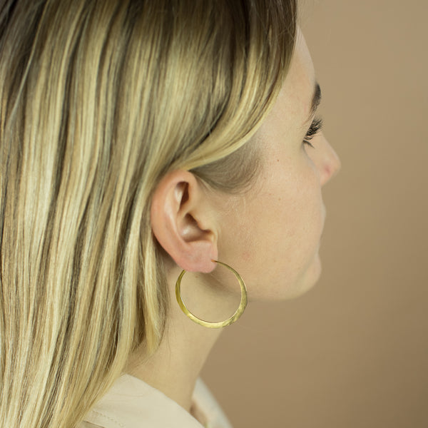 Hammered Hoops in Silver - 1 1/2"