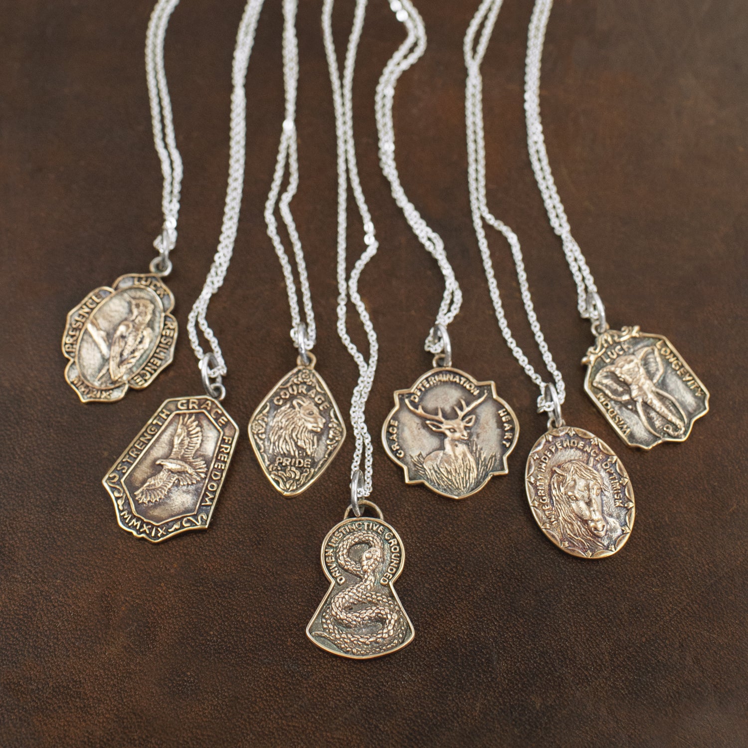 Nature Saint Necklace in Bronze  - Hawk: Strength | Grace | Freedom | Available to Ship August 7, 2026