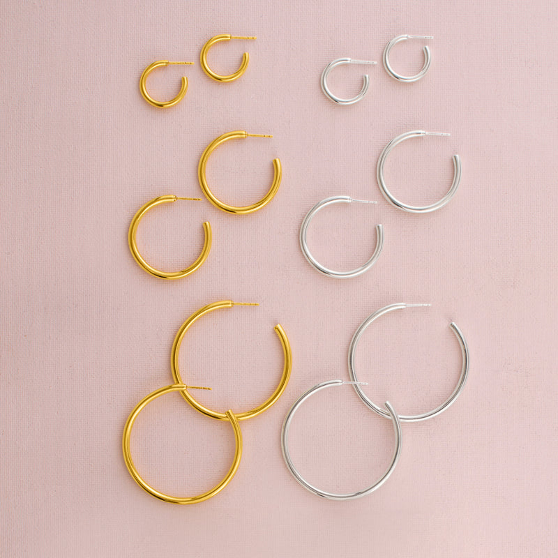 Post Modern Hoops in Gold - 1 1/4"