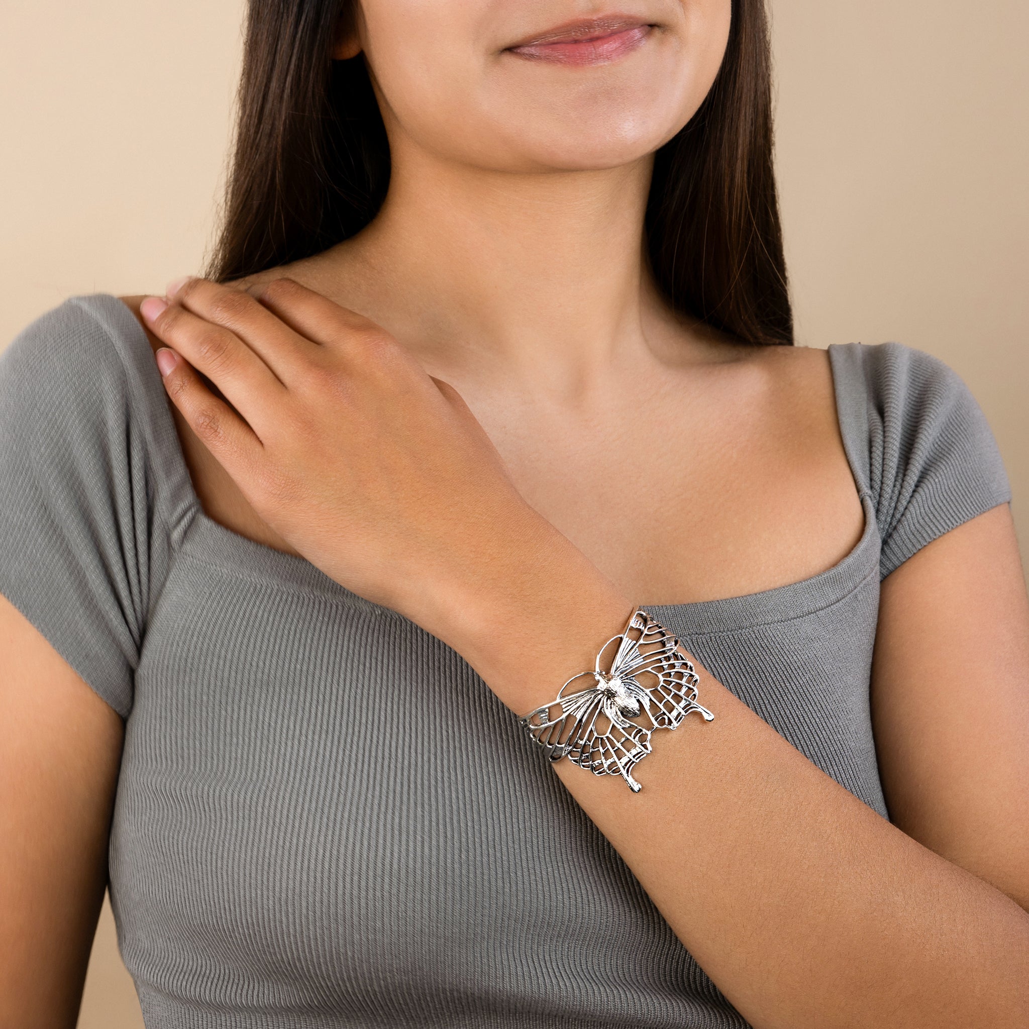 Ride the Wind Butterfly Cuff in Silver