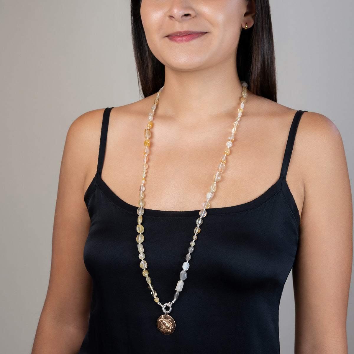 Silk Knotted Stone Bee Musing Necklace | Available to Ship September 10, 2026