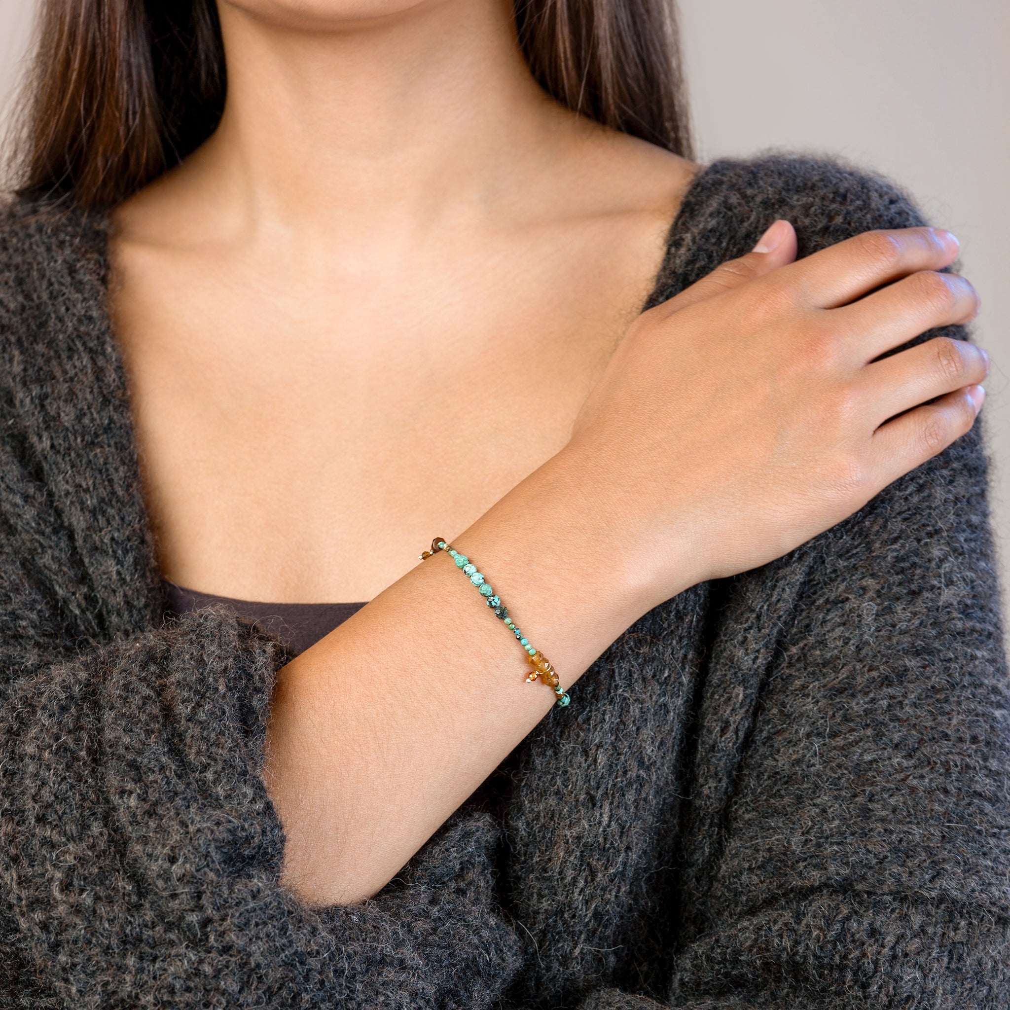 Pyrite's Booty Bracelet in Turquoise & Hessonite