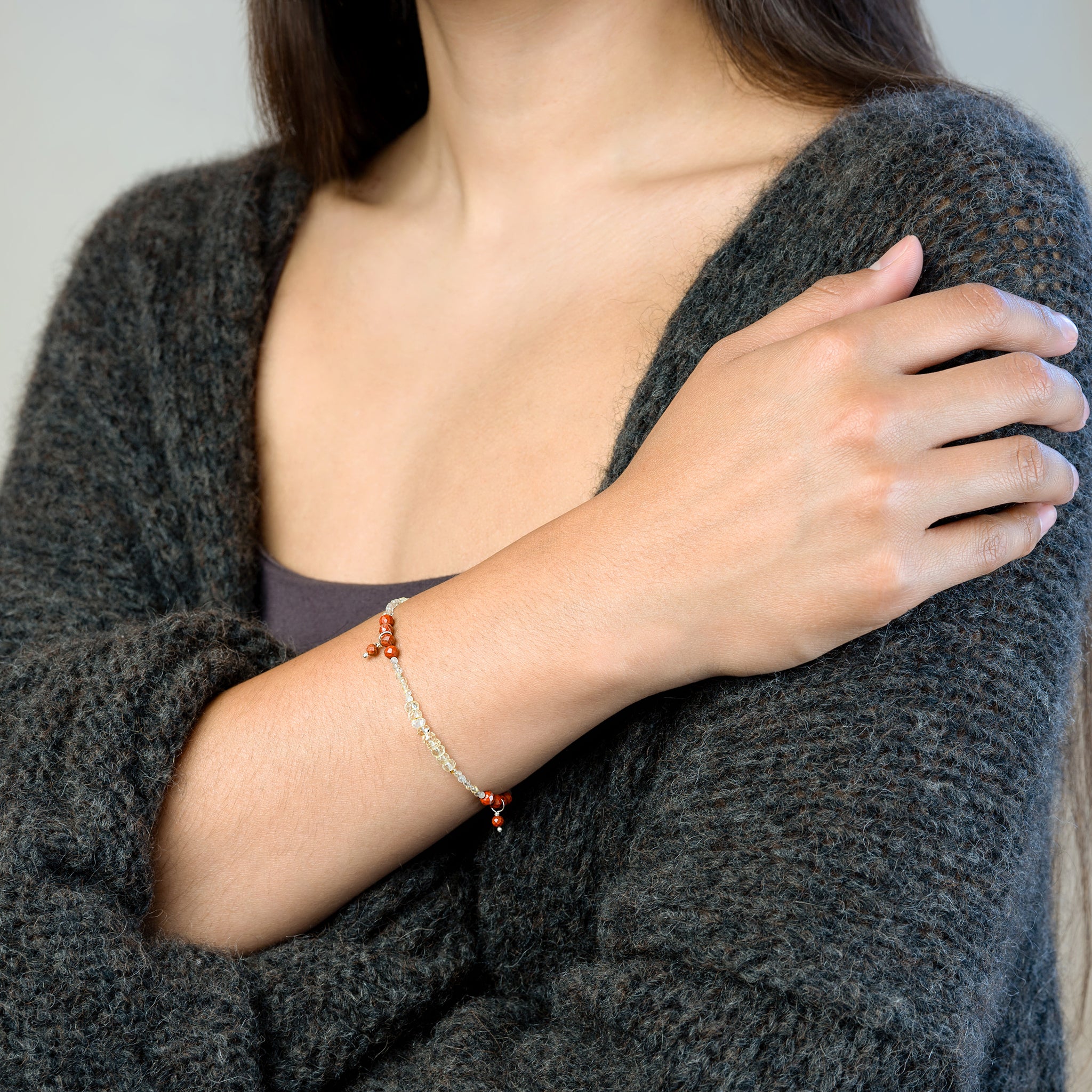 Pyrite's Booty Bracelet in Citrine & Red Jasper