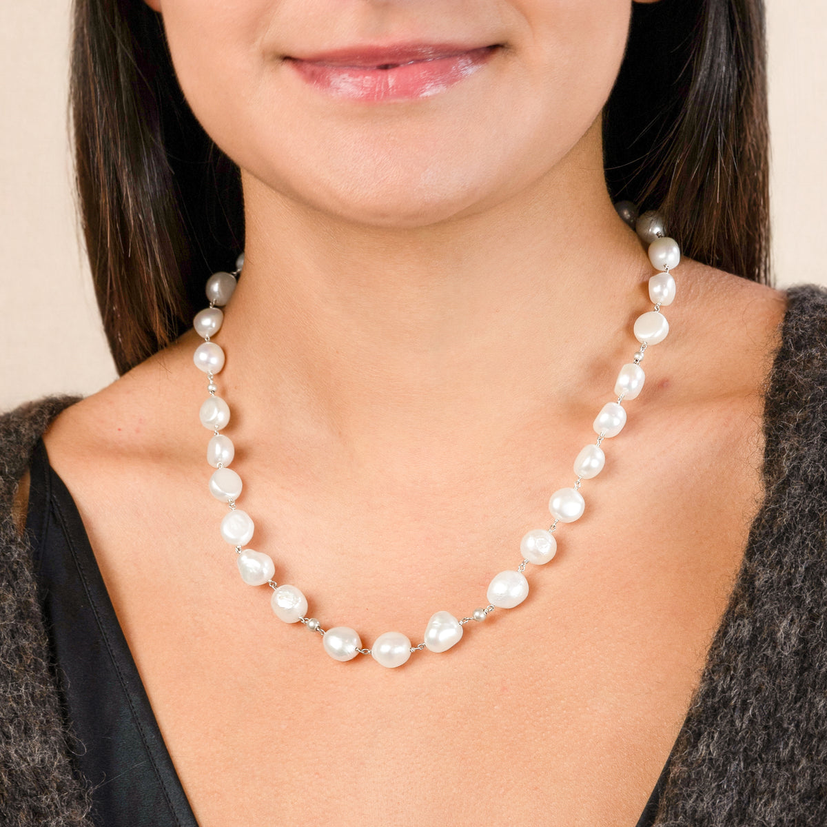 Pearl & Satin Necklace - 16-18" L