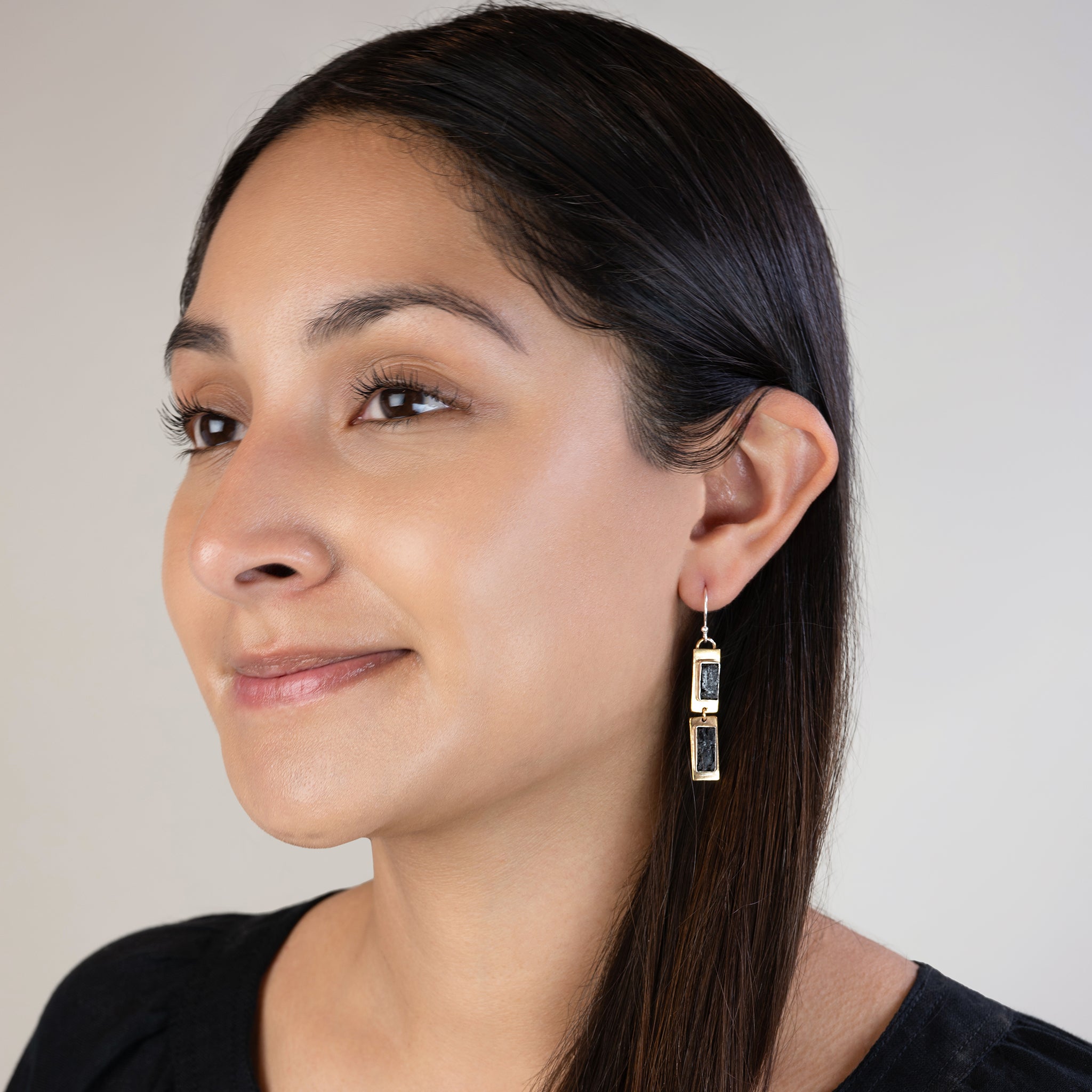 Petrified Forest Earrings in Black Tourmaline | Available to Ship September 10, 2026