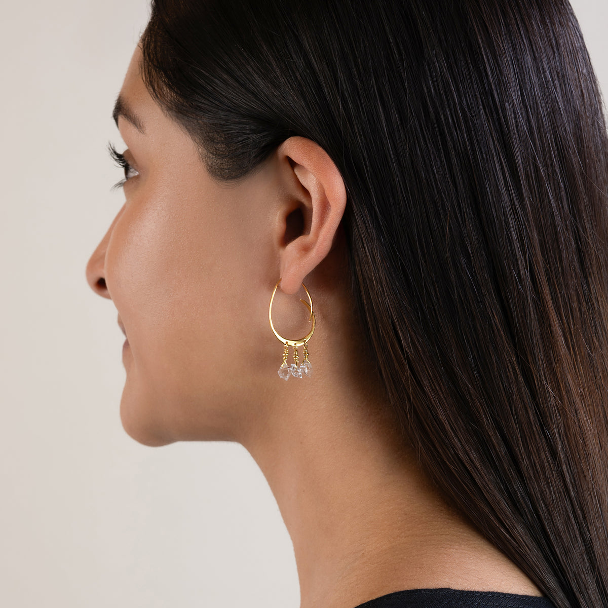 Herkimer Abstract Arc Hoops in Gold - 1 1/2" L | Available to Ship September 10, 2026
