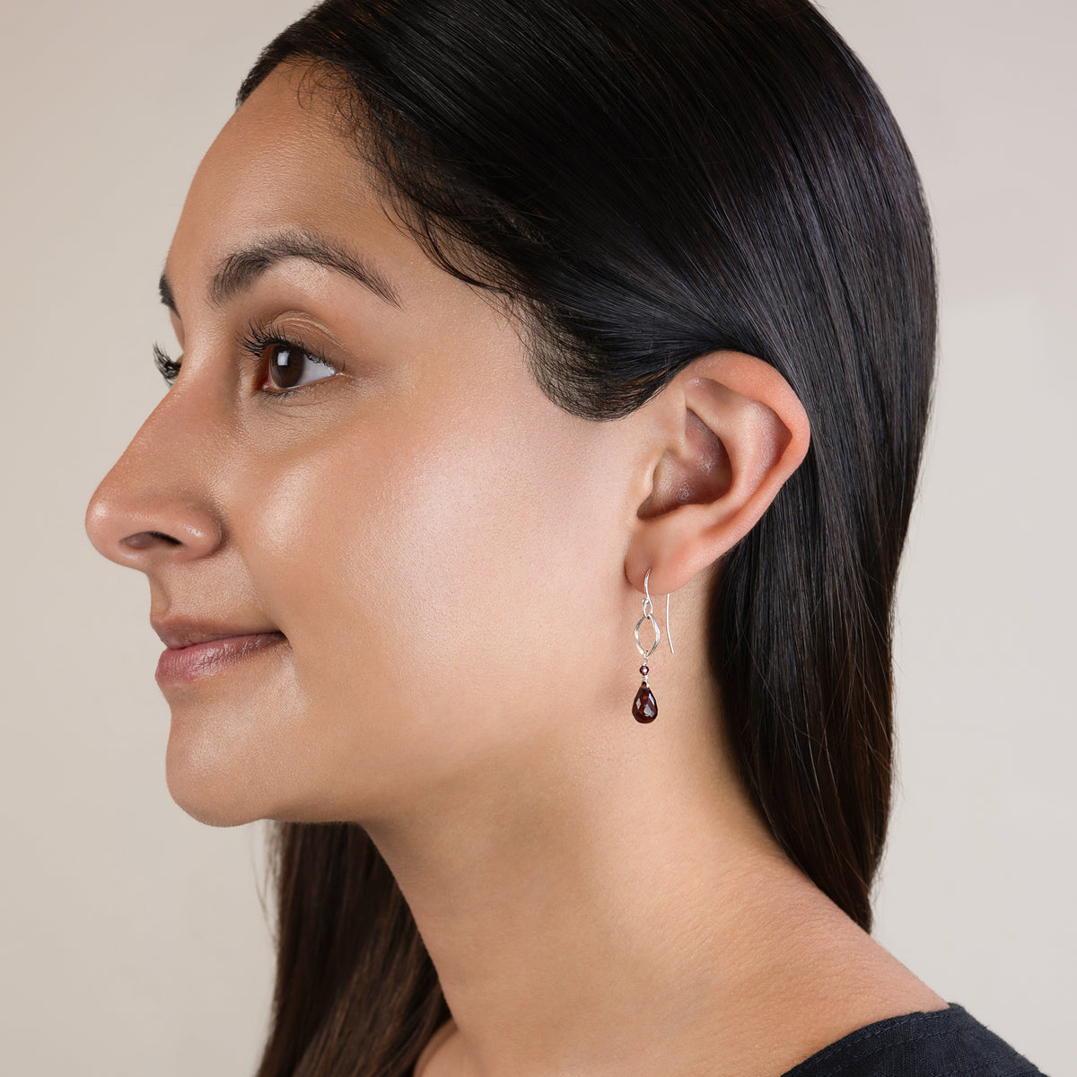 Teardrop Orbit Earrings in Garnet  | Available to Ship September 10, 2026
