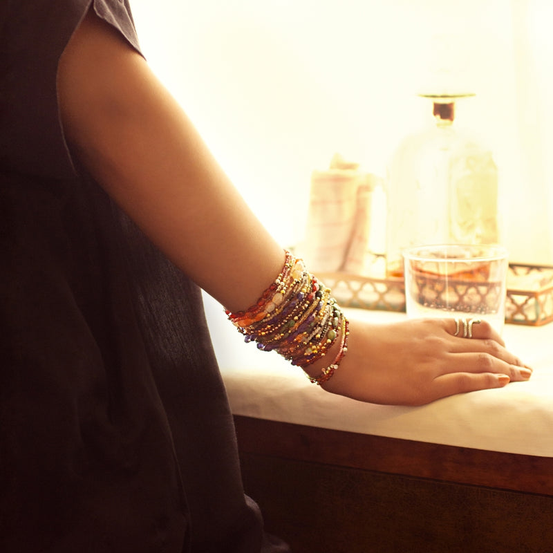 Pyrite's Booty Bracelet in Iolite with Gold Linked Rings