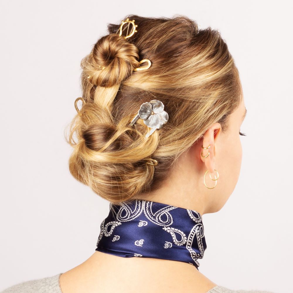 Silk Paisley Bandana in Navy