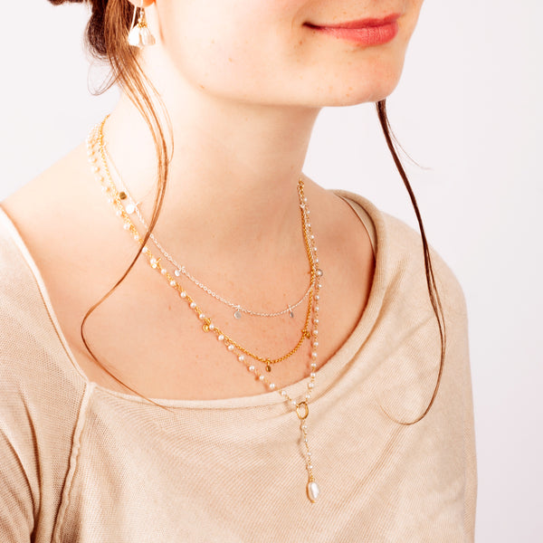 In My Orbit Necklace in Pearl & Gold | Available to ship April 30, 2024