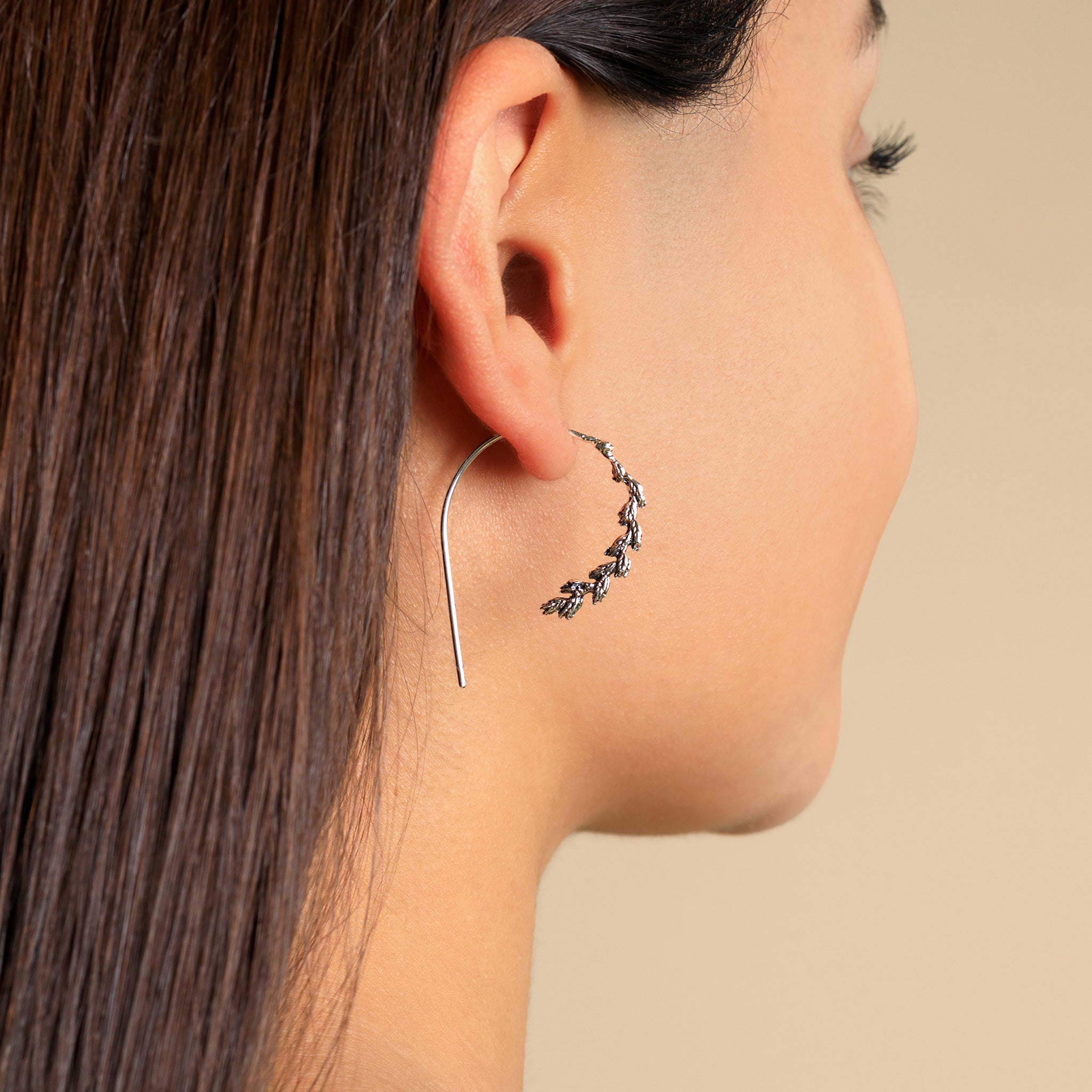 Tall Grass Threaders in Antiqued Silver