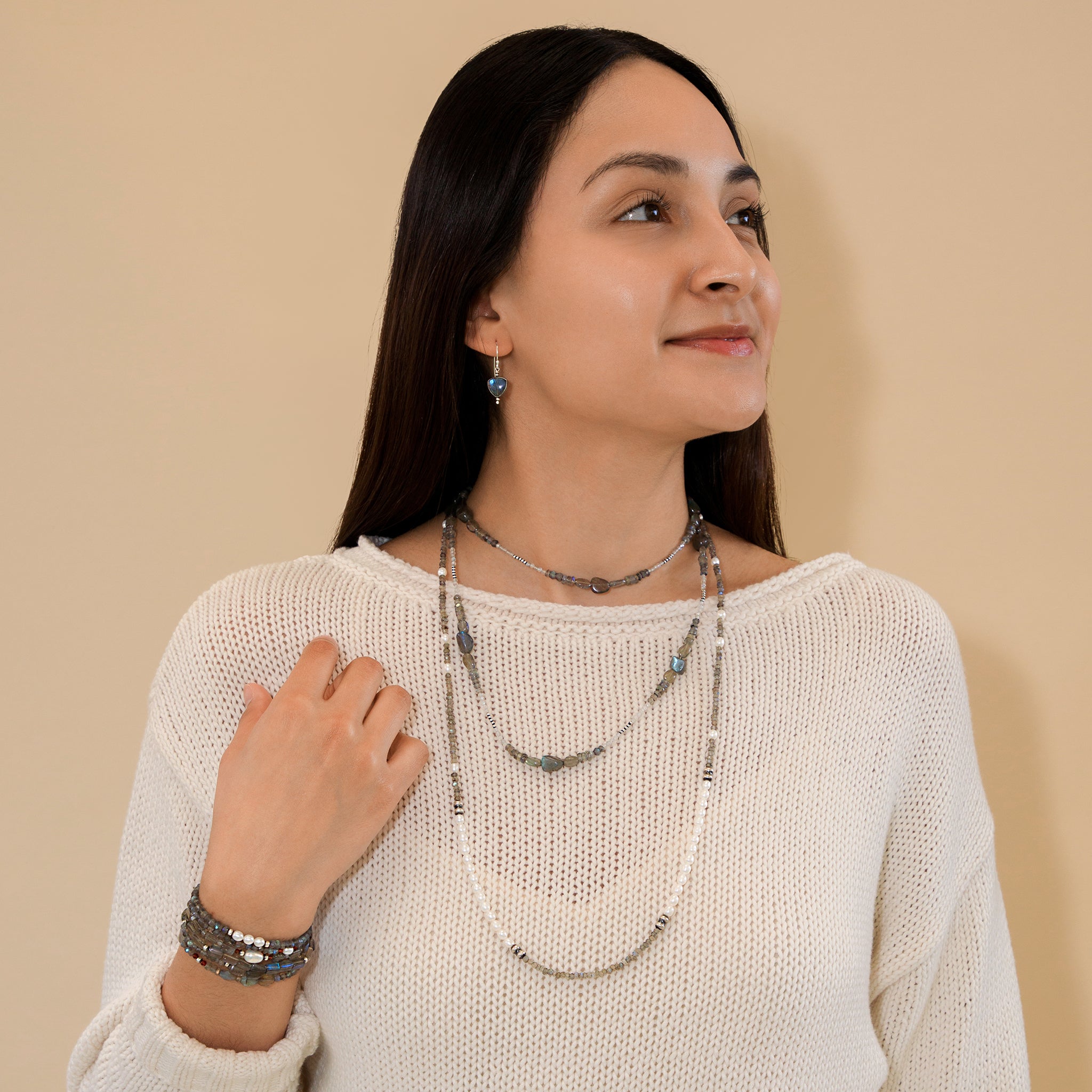 Triad Coin Earrings in Labradorite | Available to Ship March 18, 2026