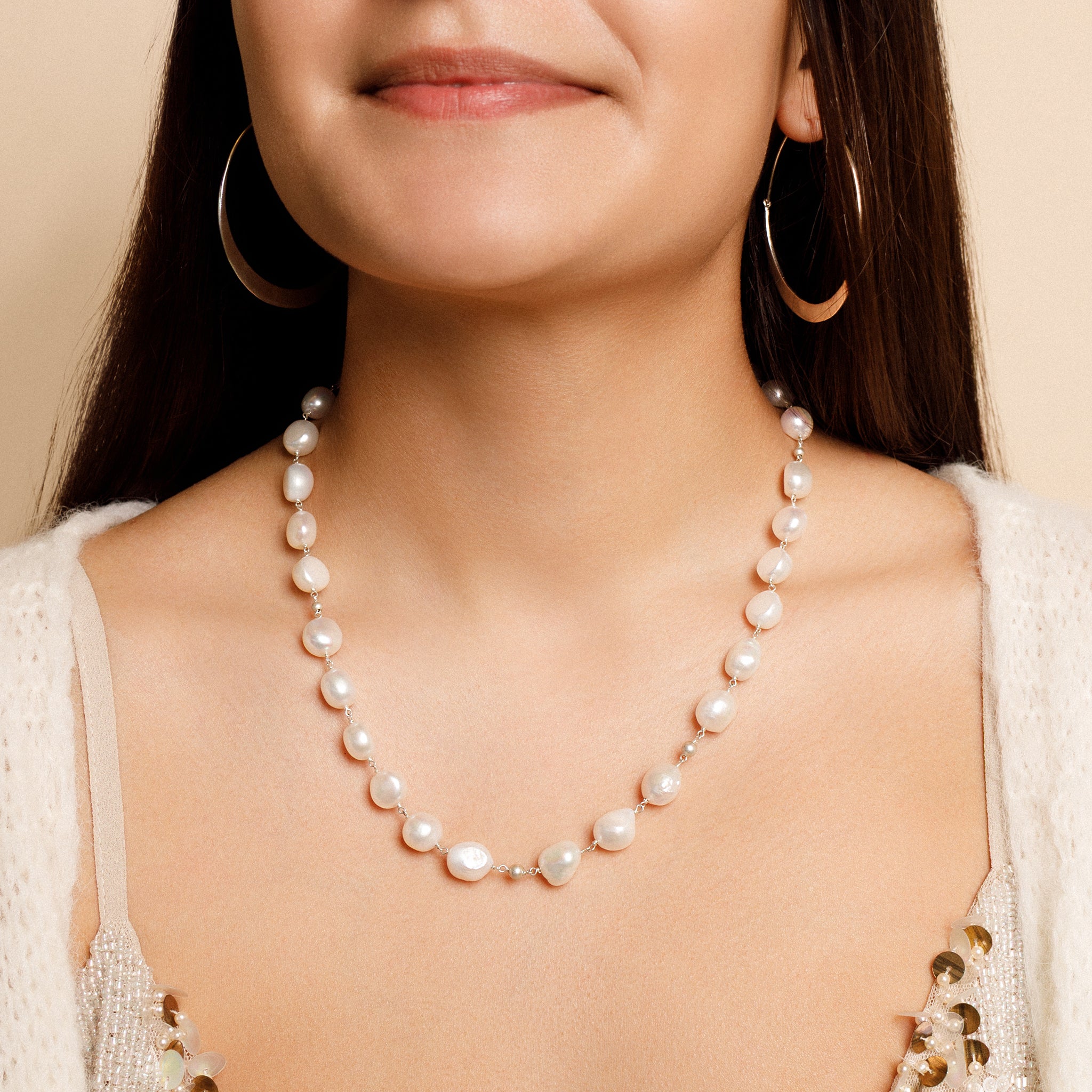 Pearl & Satin Bonfire Necklace - 16-18" L