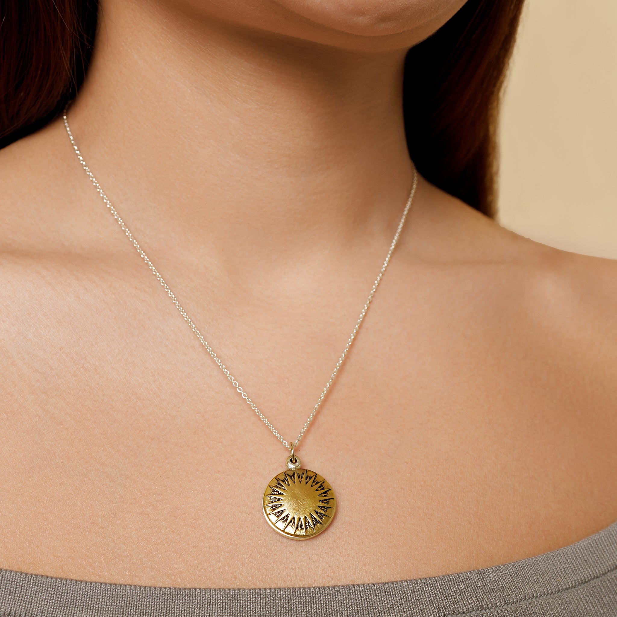 My Moon & Stars Sliding Locket Necklace in Bronze with Silver Flash Plate - Large
