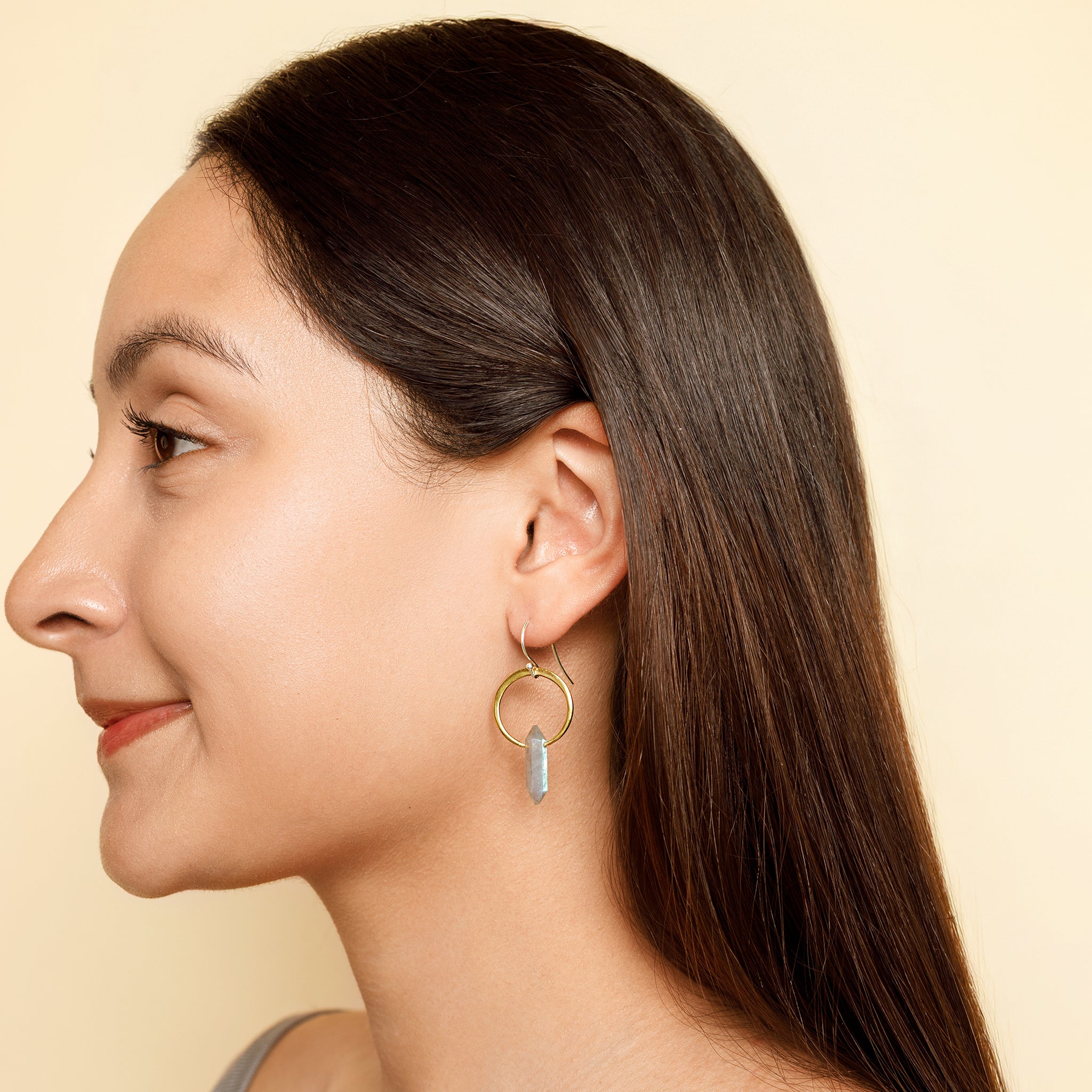 Rhea Earrings in Labradorite - Bronze & Silver