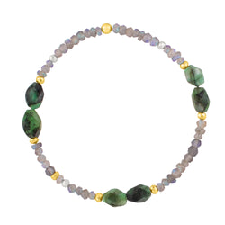 Pyrite's Booty Bracelet in Labradorite & Natural Emerald & Pyrite