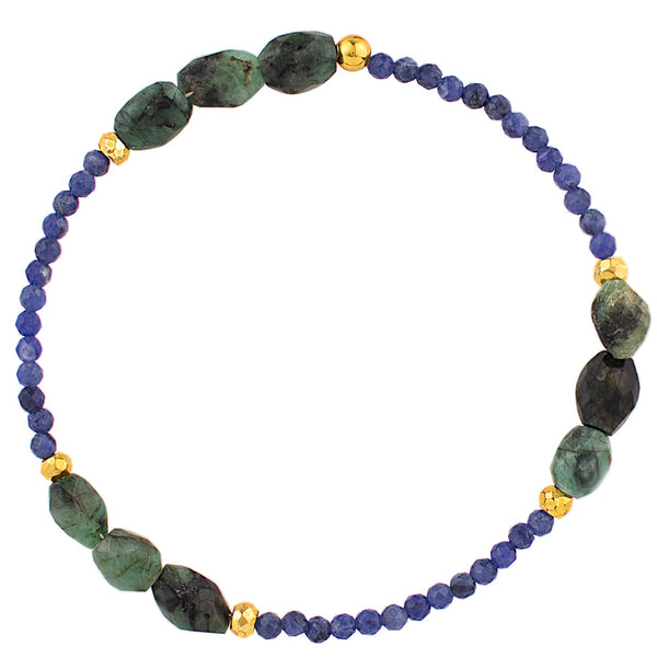 Pyrite's Booty Bracelet in Sodalite & Emerald Faceted Ovals